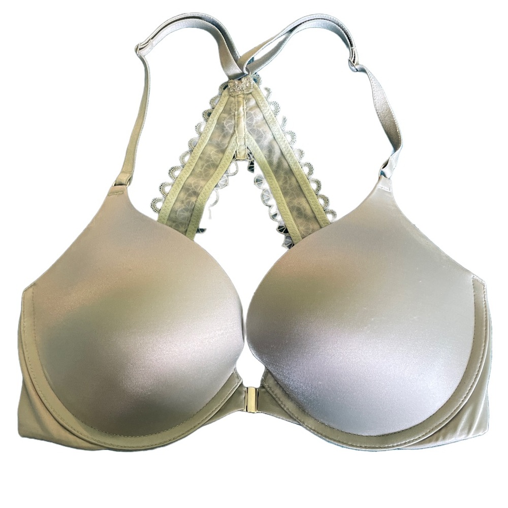 Victorias Secret So Obsessed Rivet mint green Padded Push Up Bra 32D Black